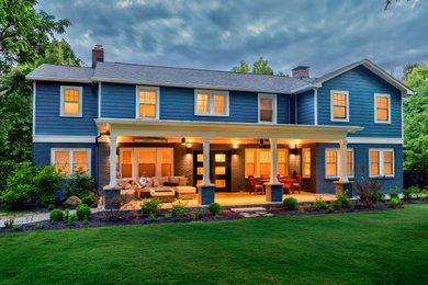 Inspiration for a huge craftsman blue two-story mixed siding and clapboard exterior home remodel in Indianapolis