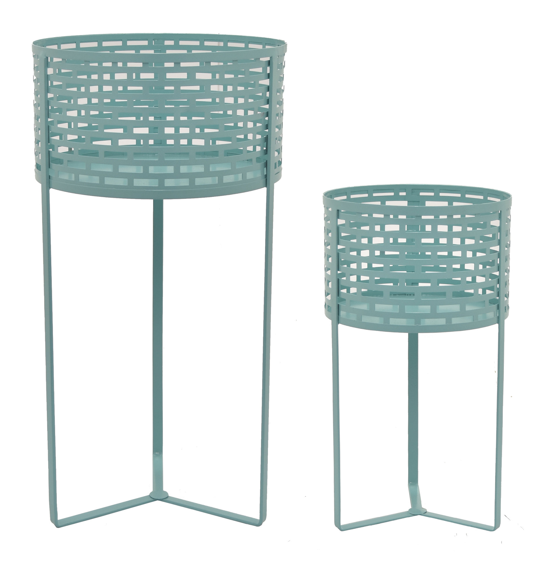 Plutus Brands Metal/wood Plant Stand in Colored Metal Set