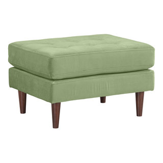 Cave Sage Green Velvet Ottoman - Midcentury - Footstools And Ottomans ...