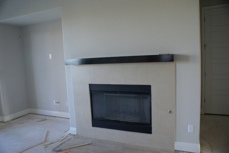 Glass tile, Engineered wood and stacked stone