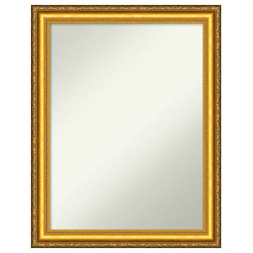 Colonial Embossed Gold Wood Framed Non-Beveled Bathroom Wall Mirror-21.5x27.5 in