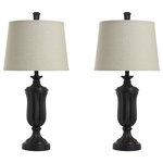 StyleCraft Home Collection - Table Lamp Bronze Wood Finish, Beige Hardback Fabric, Set of 2 - Accent your decor with this lovely Table Lamp.