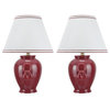 40069-3, Two Pack Set, 17" High, Traditional Ceramic Table Lamp, Burgundy