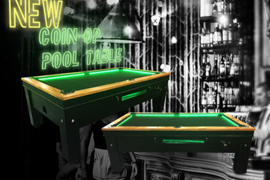 7ft / 8ft Slate Coin-Operated Commercial Pool Table (Optional LED Decoration)