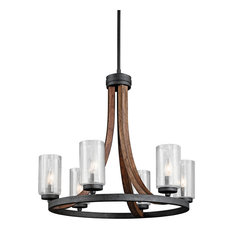 Chandelier 6-Light, Auburn Stained