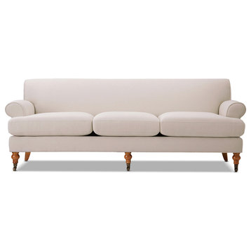 Alana Lawson Three-Cushion Tight Back Sofa, Sky Neutral Beige Polyester