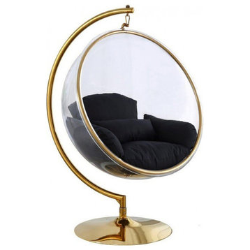 Luna Metal Acrylic Swing Bubble Accent Chair With Stand, , Gold Base