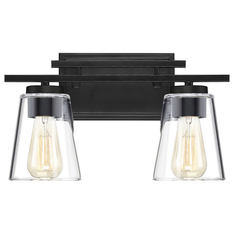 Calhoun Vanity Fixture, Matte Black, 2-Light