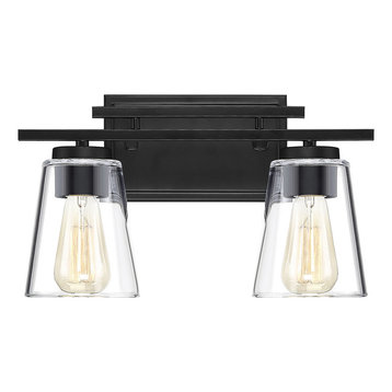 Vanity Fixture, Matte Black, 2-Light