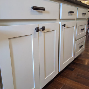 Spray Finished Kitchen Cabinets using Sherwin Williams Kem Aqua Lacquer
