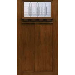 Entry Single Door 80 Fiberglass Prairie Craftsman 2 Panel Glass - Front Doors