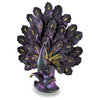 Sparkling Bejeweled Peacock Metallic Finish Statue