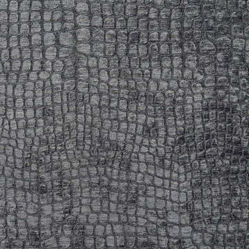Grey Alligator Print Shiny Woven Velvet Upholstery Fabric By The Yard