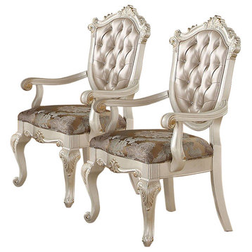 ACME Chantelle Arm Chairs, Rose Gold and Pearl White, Set of 2, 63543 Promo
