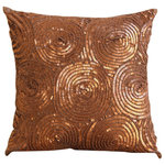 The HomeCentric - Spiral Sequins Copper Pillows Cover, Art Silk 16x16 Pillow Cover, Copper Swirls - Copper Swirls is an exclusive 100% handmade decorative pillow cover designed and created with intrinsic detailing. A perfect item to decorate your living room, bedroom, office, couch, chair, sofa or bed. The real color may not be the exactly same as showing in the pictures due to the color difference of monitors. This listing is for Single Pillow Cover only and does not include Pillow or Inserts.