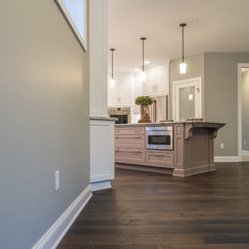Modern Home with Wide Plank Dark Brown Hickory Hardwood Flooring