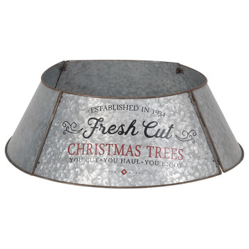 Farrarville Metal Christmas Tree Collar, Antique Silver