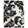 Hand Tufted Wool Area Rug Floral Cream Black