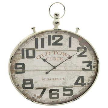 Vintage White Metal Wall Clock 92225
