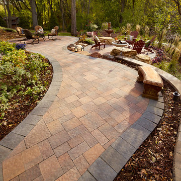Curves and Character: Multi-level patio and retaining wall