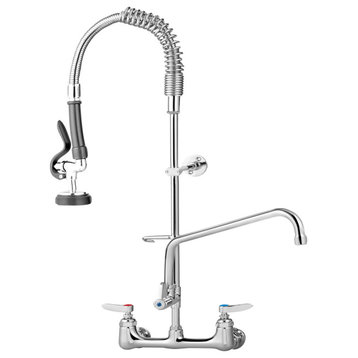 VEVOR Commercial Pre-rinse Faucet Wall Mount Kitchen Sink Faucet 8" w/ Sprayer