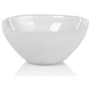 "Monte Carlo" 5.5" Diameter Small Glass Bowl, White Alabaster, Set of 6