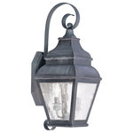 Livex Lighting - Livex Lighting 2602-61 Exeter - Two Light Outdoor Wall Lantern - Shade Included.Exeter Two Light Out Charcoal Clear Water *UL Approved: YES Energy Star Qualified: n/a ADA Certified: n/a  *Number of Lights: Lamp: 2-*Wattage:60w Candelabra Base bulb(s) *Bulb Included:No *Bulb Type:Candelabra Base *Finish Type:Charcoal