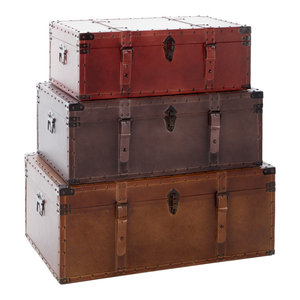 Trunks Set Of 3 Farmhouse Decorative Trunks By Wald Imports