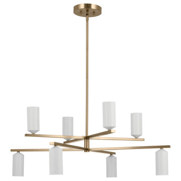 Gala 8 Light Chandelier 2 Tier, Champagne Bronze and White