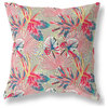 20" Red Gold Tropical Indoor Outdoor Throw Pillow