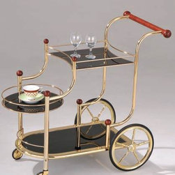 Mace Golden Black Metal Glass Serving Cart - Game Room And Bar Furniture