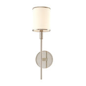 Aberdeen, One Light Wall Sconce, Polished Nickel Finish, Faux Silk Shade