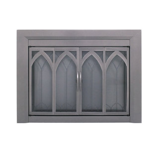 Pleasant Hearth Manchester Petite Size Black Steel and Glass