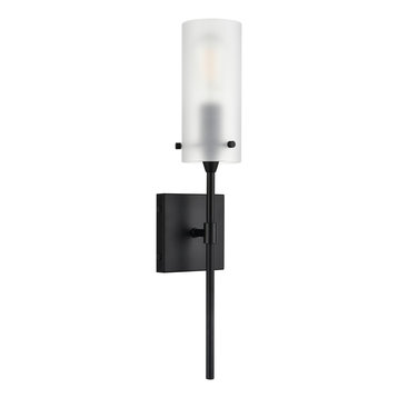 Effimero 1-Light Wall Vanity Corridor Sconce With Frosted Glass, Black