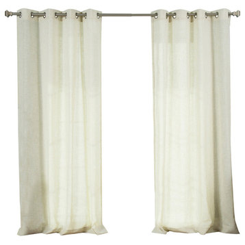 Faux Linen Blend Curtain Panel, Set of 2, Flax, 52"w X 84"l