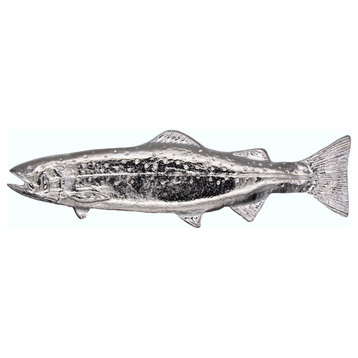 New Long Trout Left Face Cabinet Pull, Nickel