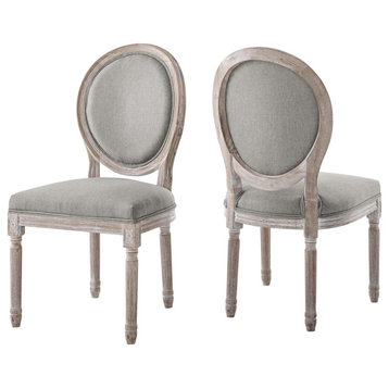 Emanate Dining Side Chair Upholstered Fabric Set of 2, Light Gray