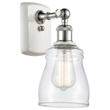 Ellery 1-Light Sconce, White and Polished Chrome, Clear