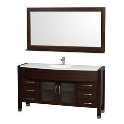 60" Single Bathroom Vanity in Espresso with White Man-Made Stone Top - Bathroom Vanities And Sink Consoles