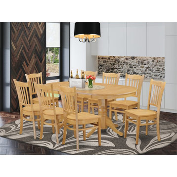 East West Furniture Vancouver 9-piece Wood Dining Table and Chair Set in Oak