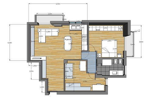 Idea per soggiorno e cucina di c.ca 40 mq Progetto casa 40 mq