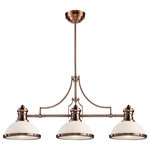 Elk Home - Chadwick 3-Light Island Light, Antique Copper - The Chadwick Collection Reflects The Beauty Of Hand-Turned Craftsmanship Inspired By Early 20Th Century Lighting And Antiques That Have Surpassed The Test Of Time. This Robust Collection Features Detailing Appropriate For Classic Or Transitional Decors. White Glass Compliments The Various Finish Options Including Polished Nickel, Satin Nickel, And Antique Copper. Amber Glass Enriches The Oiled Bronze Finish.
