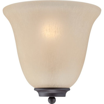 Nuvo Empire 1-Light Wall Sconce, Champagne Glass, Mahogany Bronze, 60-5383
