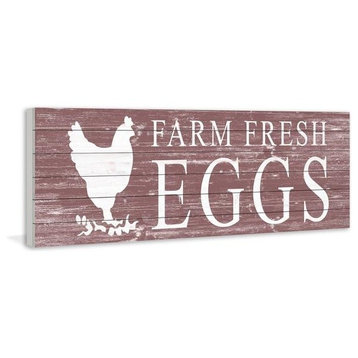 "Farm Fresh Eggs" Painting Print on White Wood, 30"x10"