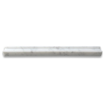 Carrara White Marble Groove Square Edge Box Liner Pencil Trim Molding, 1 piece