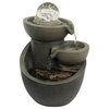 Pure Garden Tabletop 3 Tier Water Fountain With Waterfall, Glass Ball and Lights