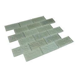 2x4 Glossy Light Green Subway Glass Split Faced Mosaic Tiles - Home Accessories & Decor