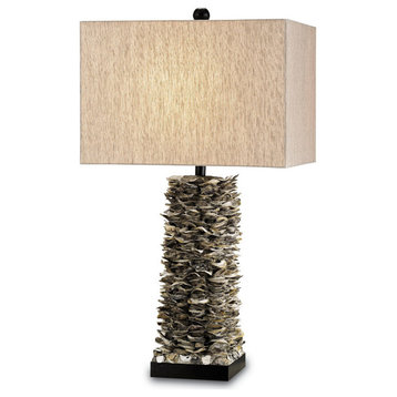 Currey and Company 6862 One Light Table Lamp, Natural/Satin Black Finish