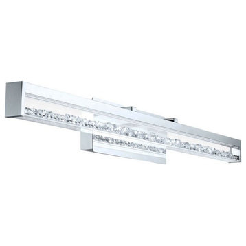 1x31.4W LED Vanity Wall Light in Chrome With Clear Glass and Crystal Stones