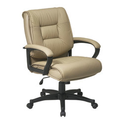 Mid Back Tan Deluxe  Executive Leather Office Chair - Office Chairs